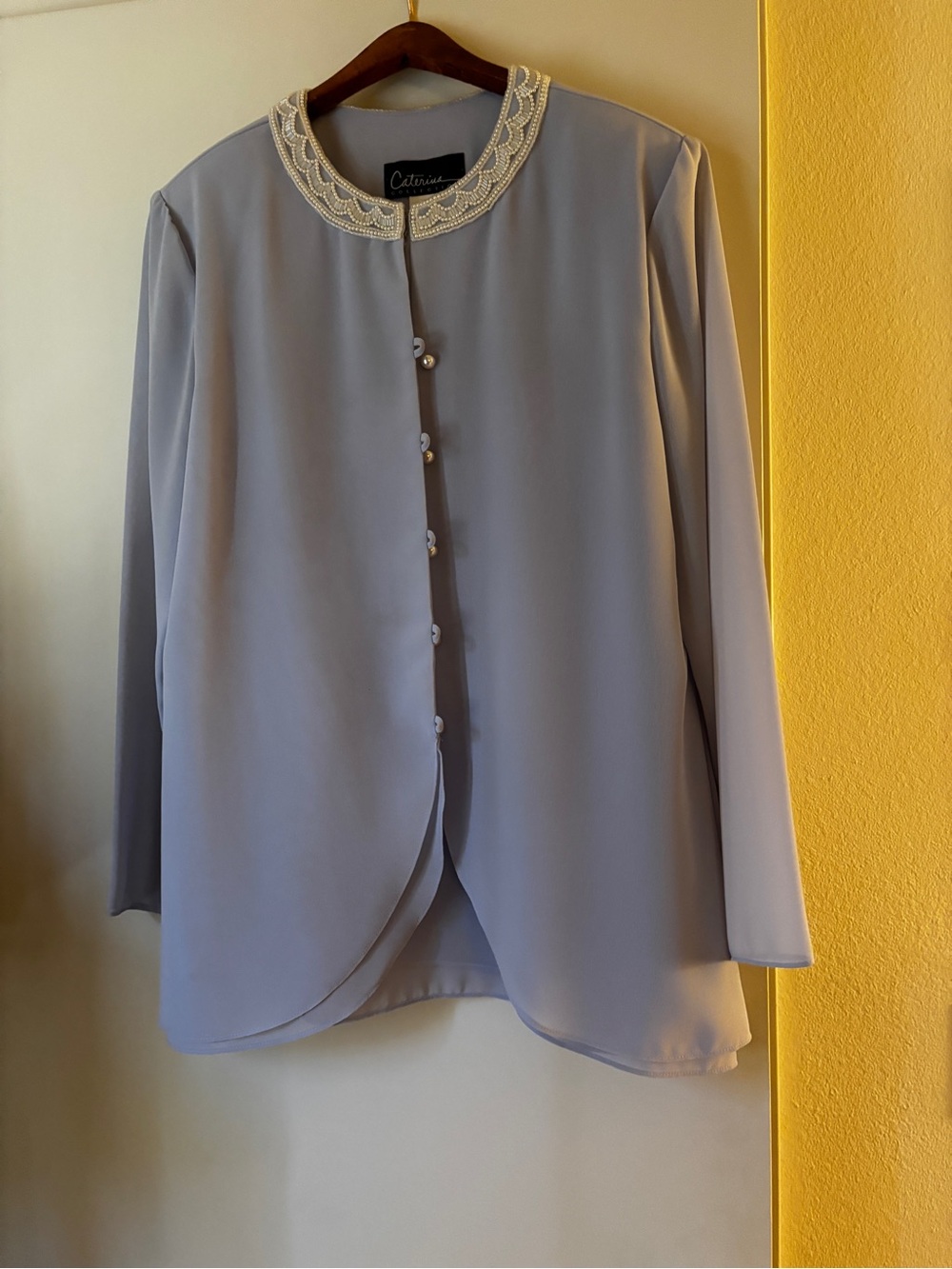 Catherines Light Gray Embroidered Collar Jacket
